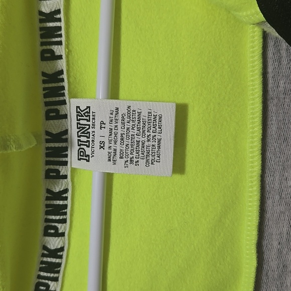 Victoria's Secret PINK Neon Yellow and Gray Hoodie - Picture 3 of 5